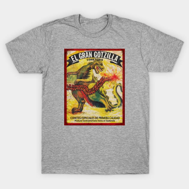 Godzilla Firecracker Poster Retro T-Shirt by Cabezon